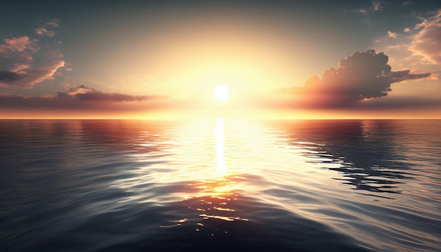 Tranquil Sunrise A Serene Sunrise Scene with a Calm River Generative AI