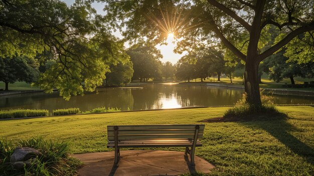 Photo tranquil sunset reflections over the serene lake in arlington park