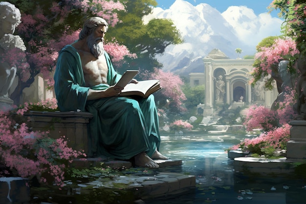 Tranquil Teachings Epicurus' Philosophical Haven in a Verdant Garden