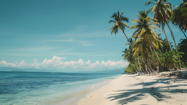 Tranquil Tropical Beach Oasis with Swaying Palm Trees and Turquoise Waters