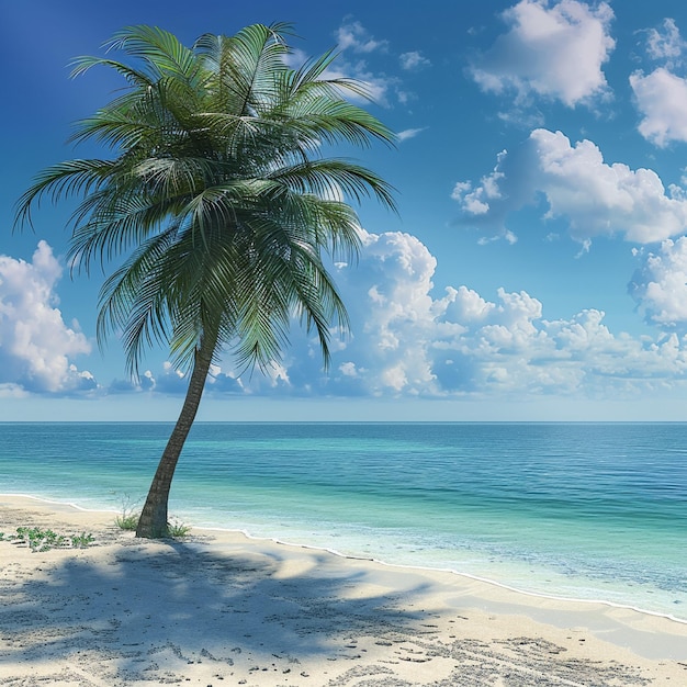 Tranquil Tropical Beach with Palm Tree