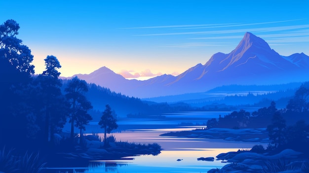 Tranquil Vistas Mesmerizing Vector Landscape Artistry