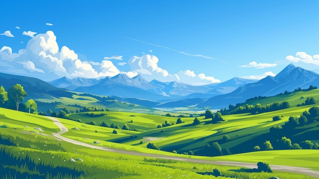 Tranquil Vistas Mesmerizing Vector Landscape Artistry