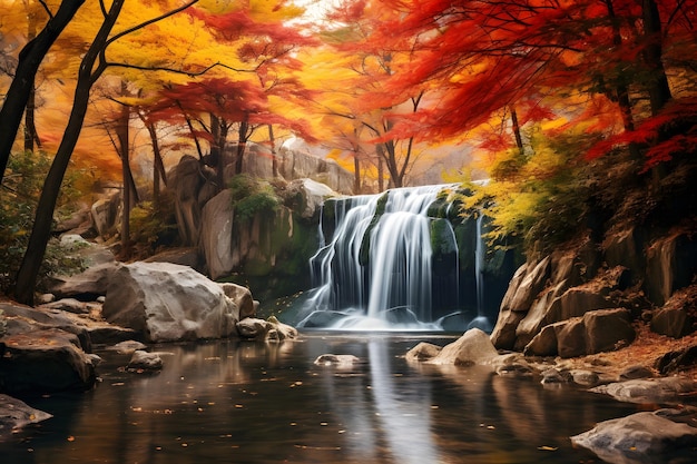 tranquil waterfall or flowing river symbolizing the cleansing and renewing power of peace