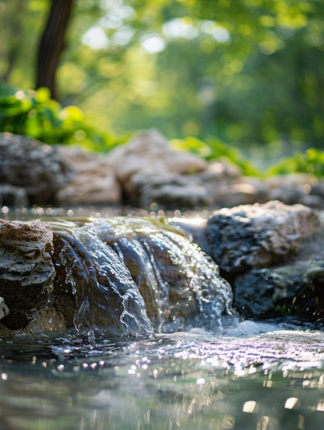 Tranquil Waterfall in Lush Green Park Natures Serenity and Relaxation