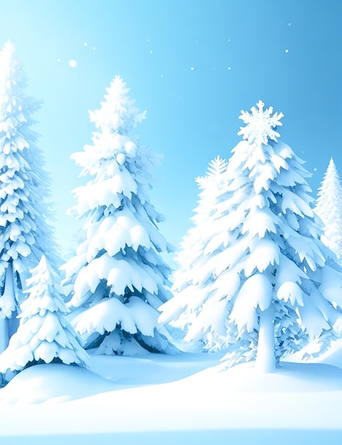 Tranquil winter forest snow covered pine trees generated by AI