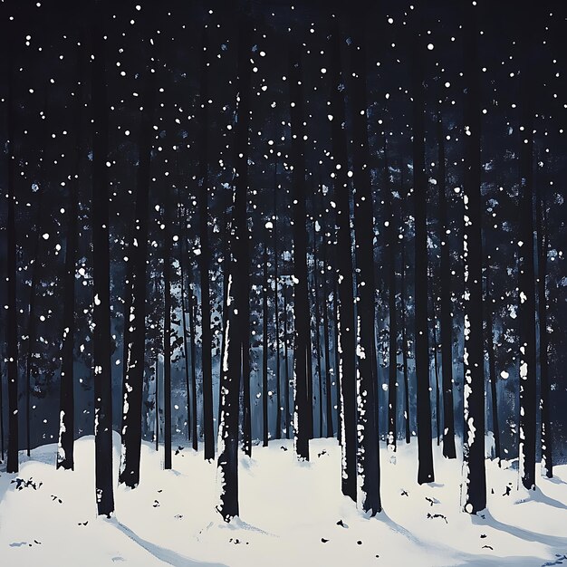 Tranquil Winter Wonderland Snowy Forest at Dusk