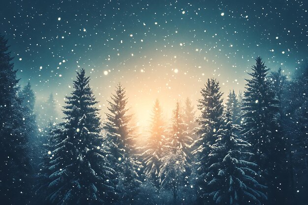 Tranquil Winter Wonderland Snowy Forest at Dusk