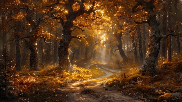 Tranquil Woodland Scene Sunlit Beauty