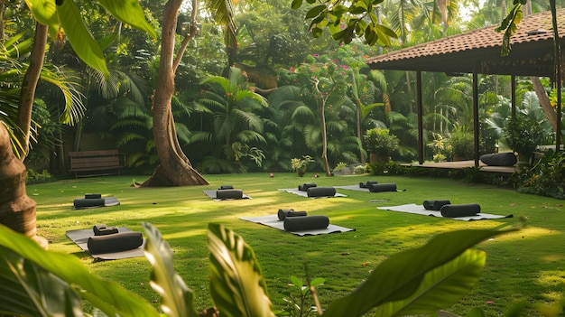 A tranquil yoga session in a lush garden 2