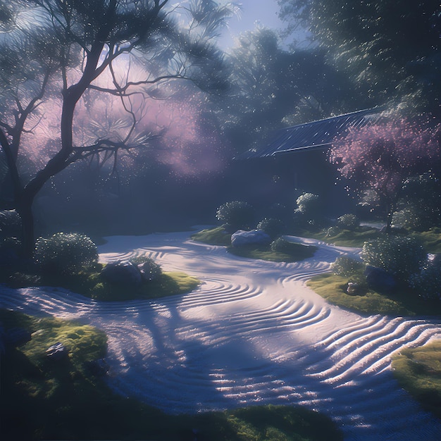 Tranquil Zen Garden Awaits Spring Blooms