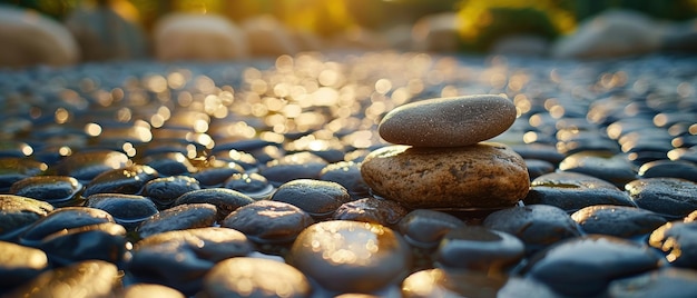 a tranquil zen rock garden with perfectly raked gravel and stones suitable for meditation themes