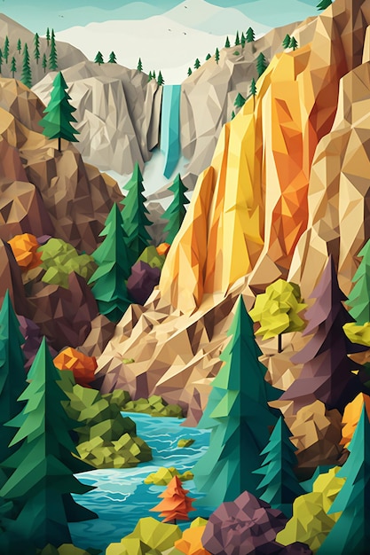 Transform Your Room with 3D Origami Yosemite Wallpaper