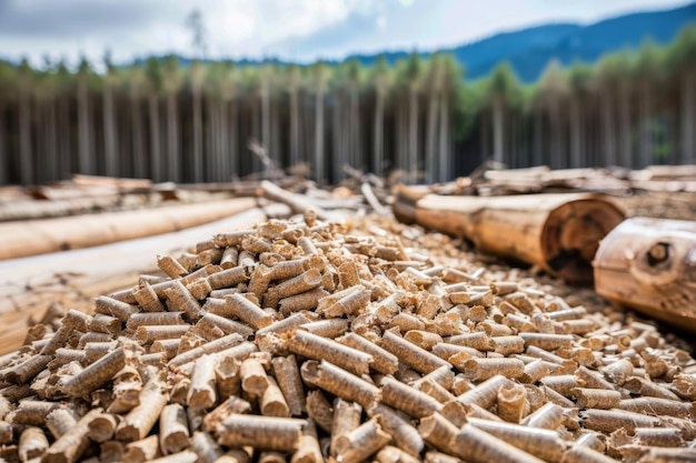 Transformation from forest debris to wood pellets in natural setting environmental process