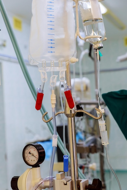 Transfusion blood before transfusion dose blood inside hospital room