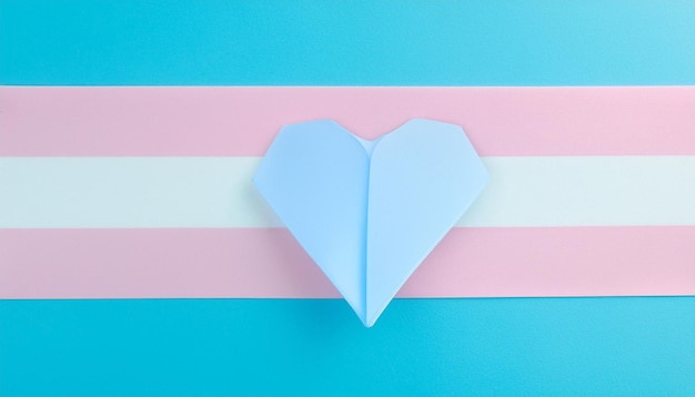 Transgender Pride Symbolism Paper Heart on Trans Flag Background Remembrance Day