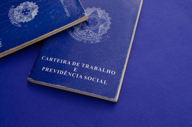 Translation 'Federative Republic of Brazil, Ministry of Labour'. Brazilian work card (card trabalho)