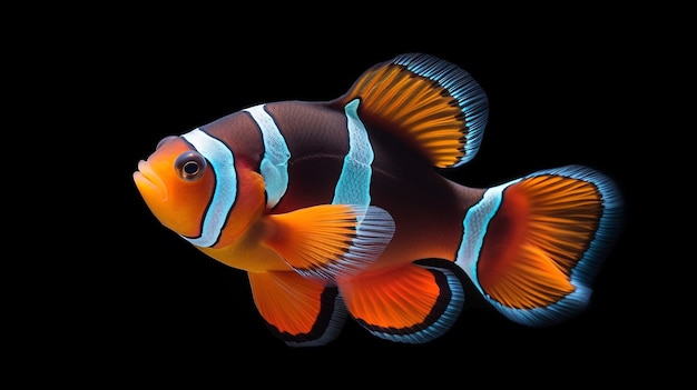 Translucent clownfish on transparent background