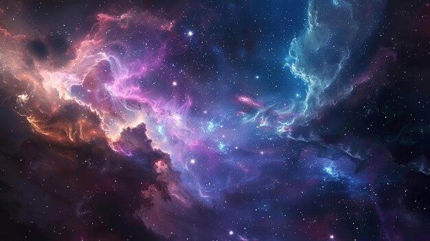 Translucent mist drifts celestial hues of distant galaxies wallpaper