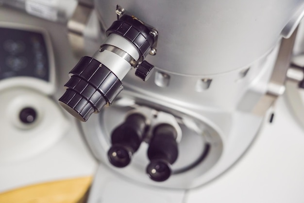 Transmission electron microscope in a scientific laboratory.