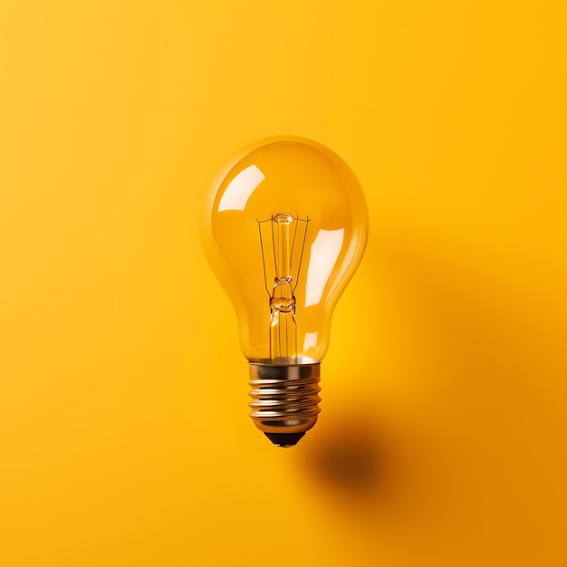 Photo transparency in light yellow wall with clear bulb