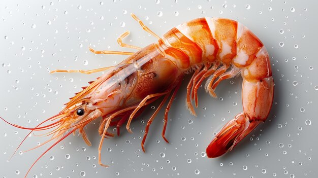 A transparent background is used to illustrate fresh tiger prawns