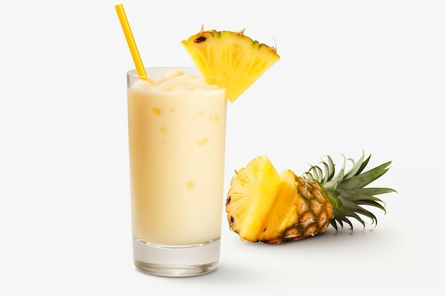 A transparent background showcasing a pineapple pinna colada cocktail Generative Ai