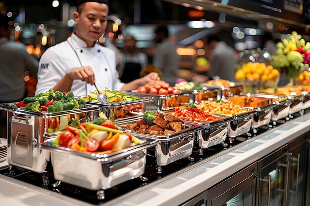 Photo transparent background with set of buffet tables cut out