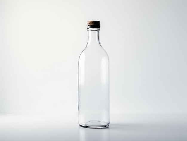 Transparent Clean Bottle Isolated Photo Mockup on White Background AI Generated