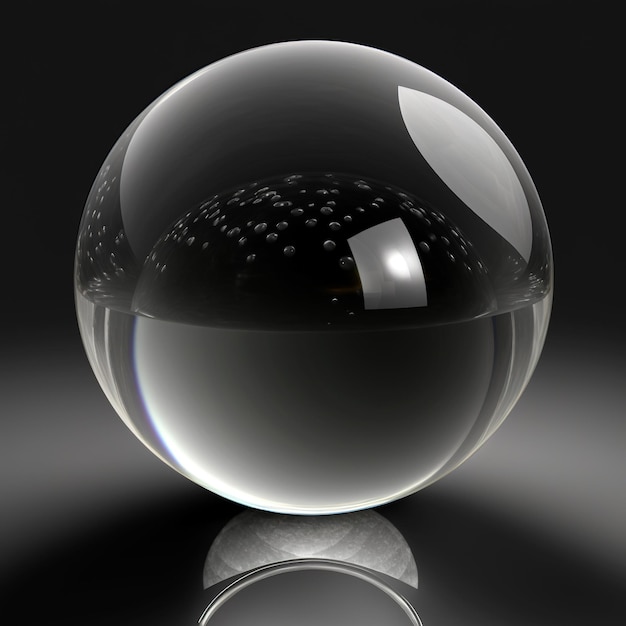 a transparent crystal ball on a black background