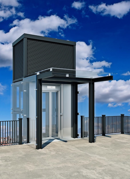 Transparent elevator External elevator 3d rendering