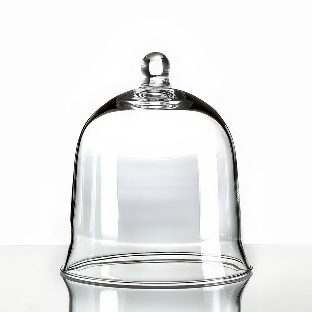 Photo transparent glass bell jar with round knob for displaying collectibles