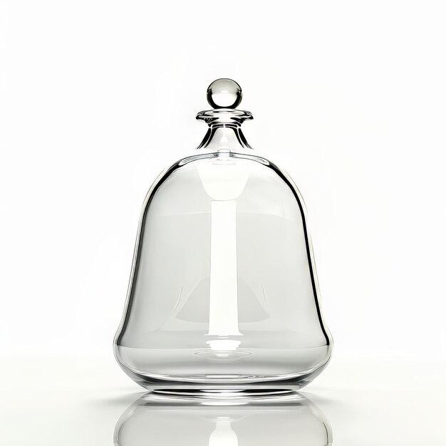 Photo transparent glass bell jar with round stopper isolated on white background