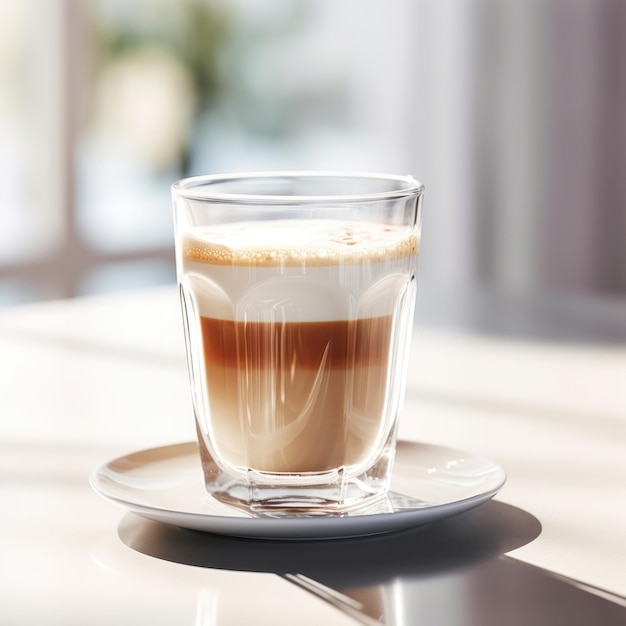 Transparent glass cup ideal for cappuccino coffee saucer drink