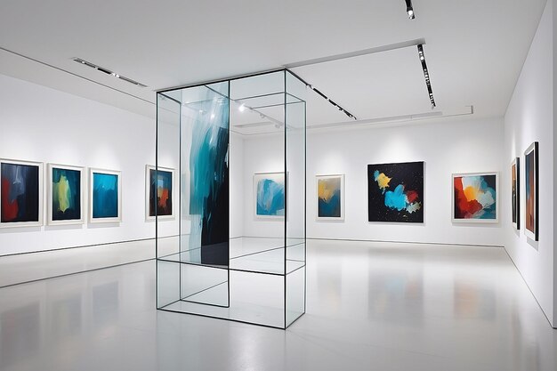 Transparent Glass Frame Gallery Central Blank Space for Abstract Art