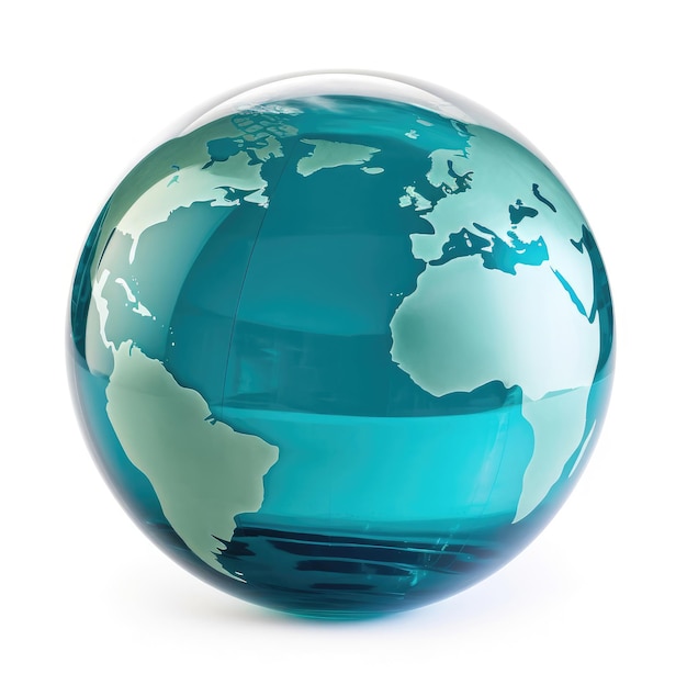 Transparent glass globe on white background