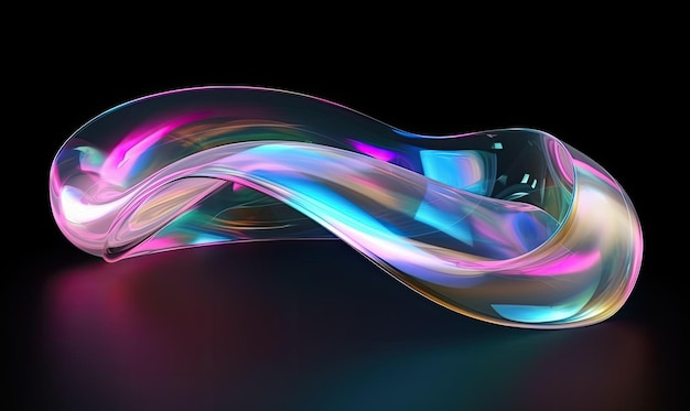 Transparent glass ribbon reflects the vibrant colors of the rainbow Creating using generative AI tools