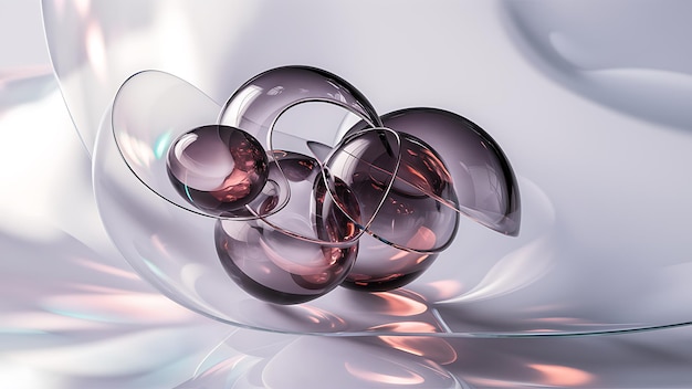 Transparent Glass Spheres on Light Background 3D Render