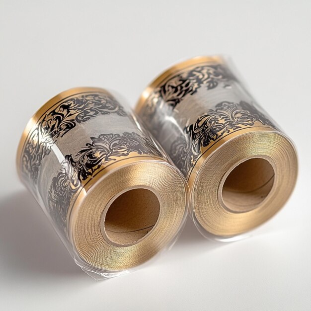 Photo transparent label rolls with metallic borders