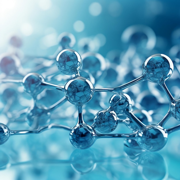 Transparent molecular structure in a blue hued scientific environment translucent background