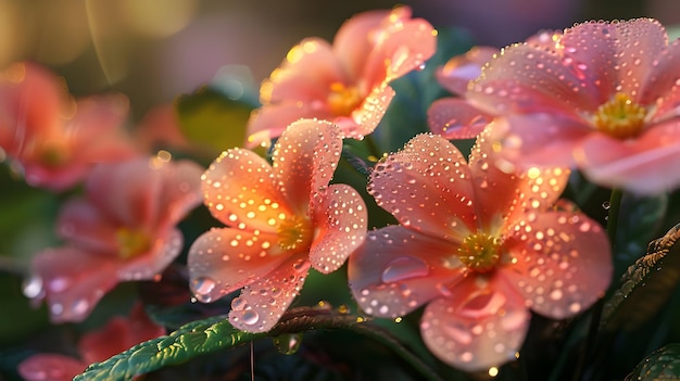 transparent object amidst a colorful array of flowers including pink yellow and pink and yellow blooms with a green leaf in the foreground