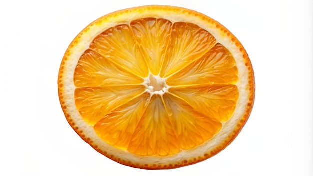 Photo transparent orange slice vibrant on white background