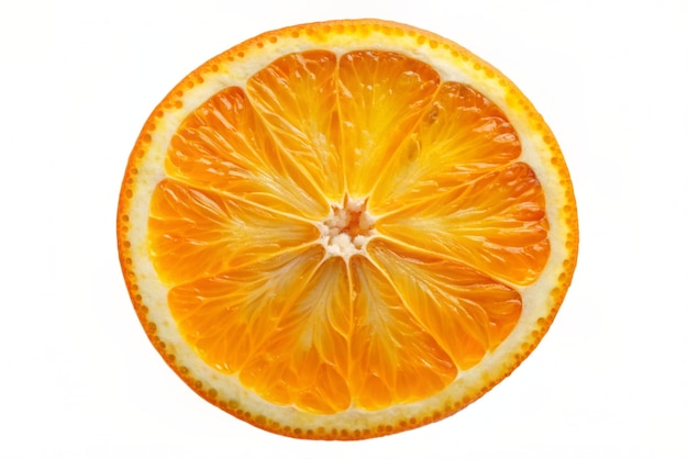 Photo transparent orange slice vibrant on white background