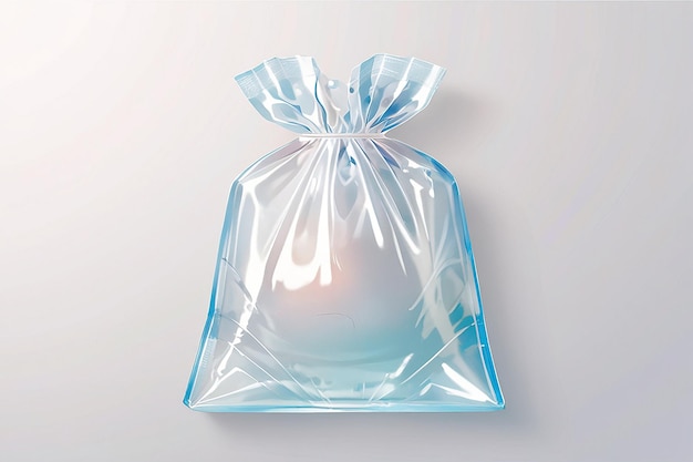 Photo transparent plastic bag isolated on light background