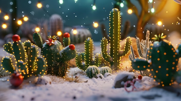 transparent psd cactus in the snow