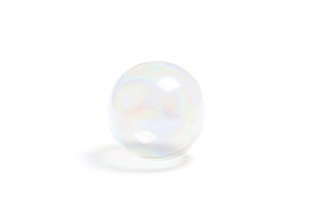 Transparent soap bubble mockup. Iiridescent soapy ball flying in bath mock up. Translucent shampoo.