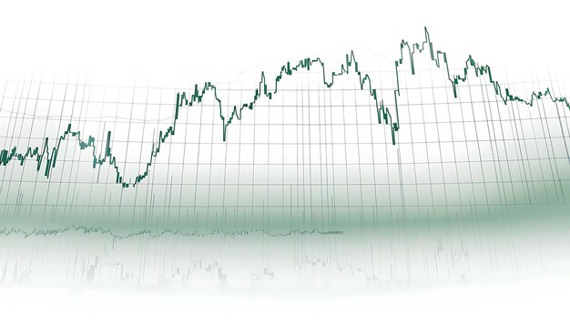 Transparent stock chart with upward slope light green white background