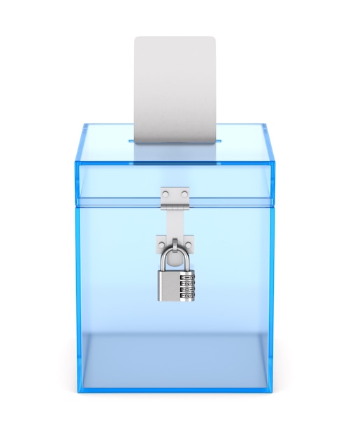 Photo transparent voting box. isolated 3d rendering