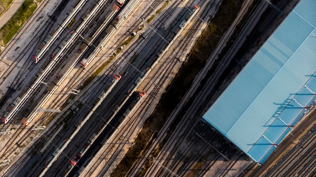 Photo transport concept with railways and trains