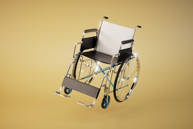 Transport for the movement of people with disabilities wheelchair on a yellow background 3D render